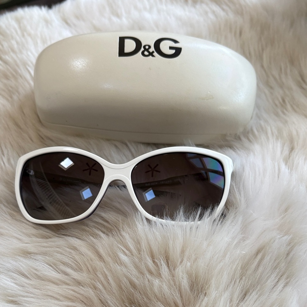 D&G White Frame Sunglasses with Dark Brown Lenses